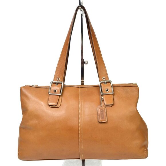 AUTHENTIC COACH SOFT LEATHER SHOULDER BAG PURSE TAN #9554 - Picture 1 of 15